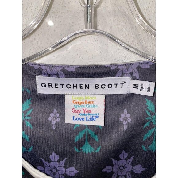Gretchen Scott Tunic Dress Womens Medium Geometric Print 3/4 Sleeve Boho - Picture 2 of 3